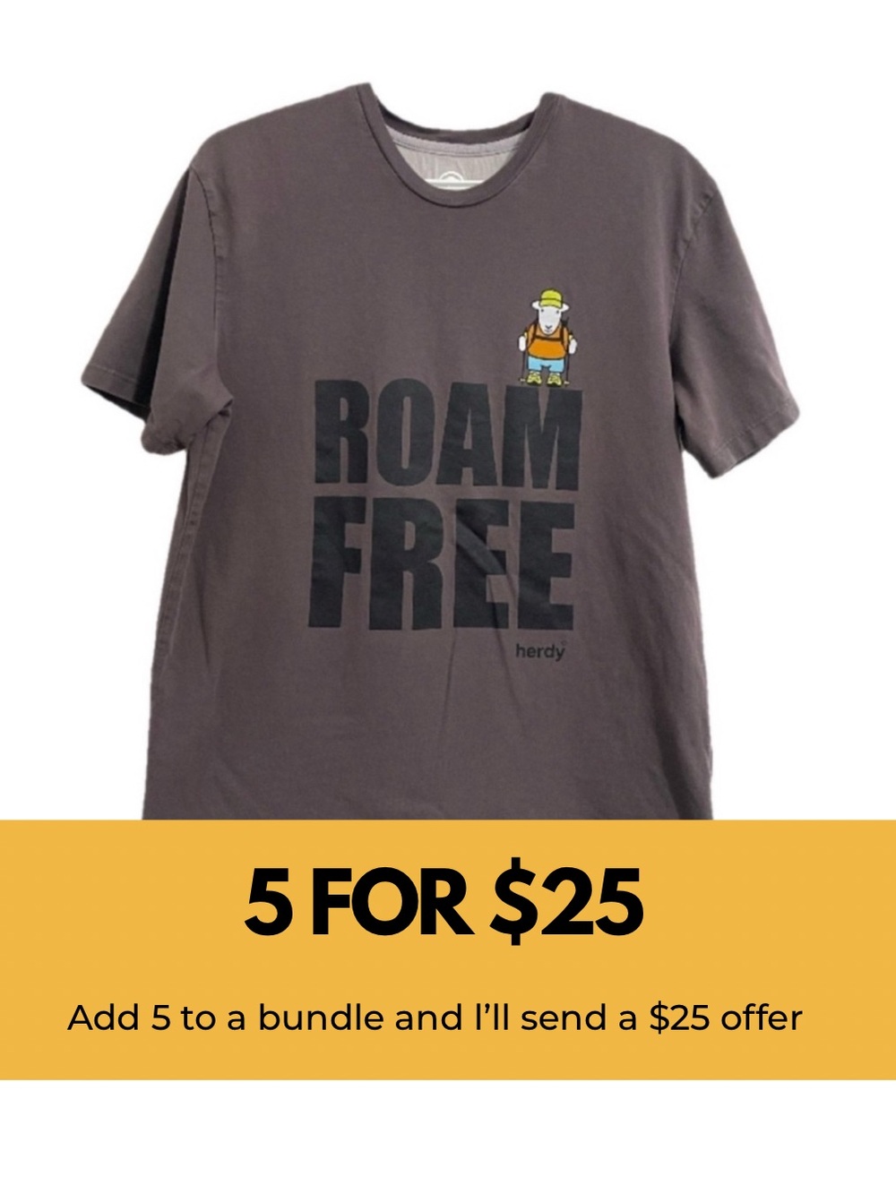 Herdy “Roam Free” Short Sleeve Tee in Charcoal